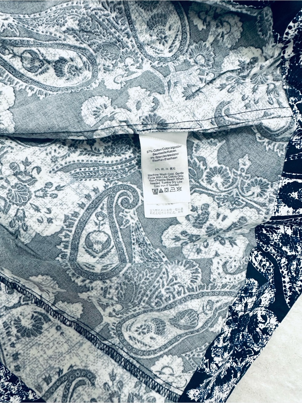 Donna Karan Womens Size L Paisley Print V-Neck Very Cute Shirtdress Cotton - Picture 7 of 7
